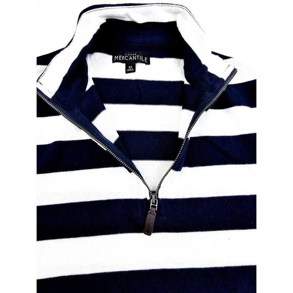 J. Crew Mercantile Size XS Men's 1/4 Zip Navy White Stripe Turtleneck Sweater - Picture 5 of 10